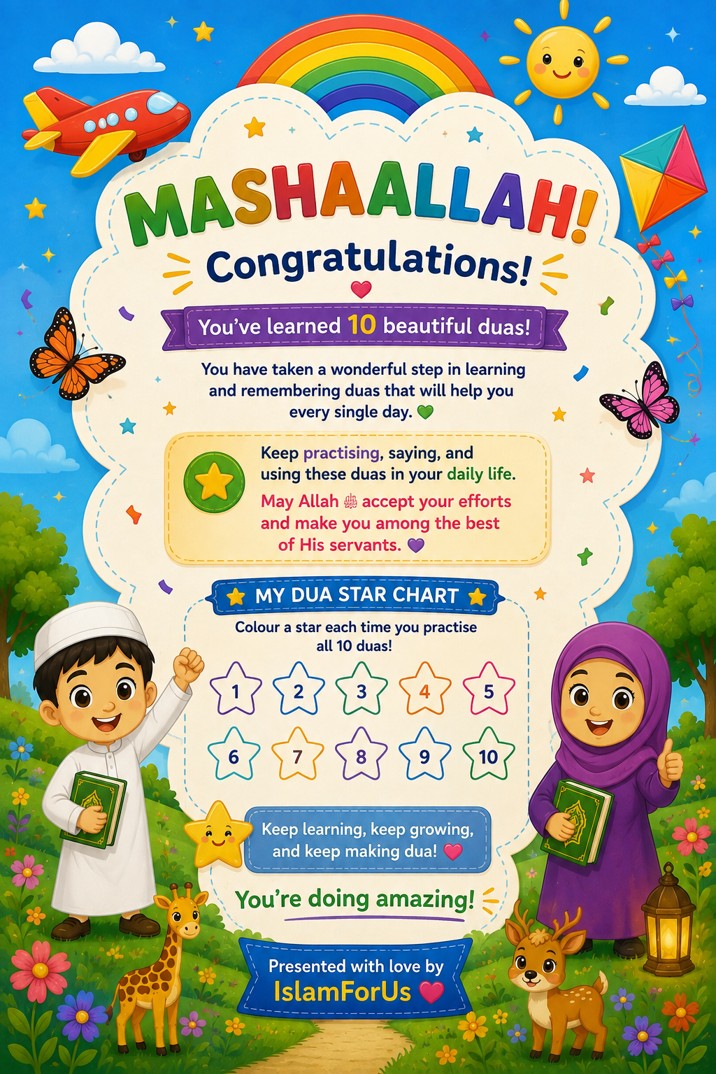 🌙10 Beautiful Daily Duas for Little Muslims