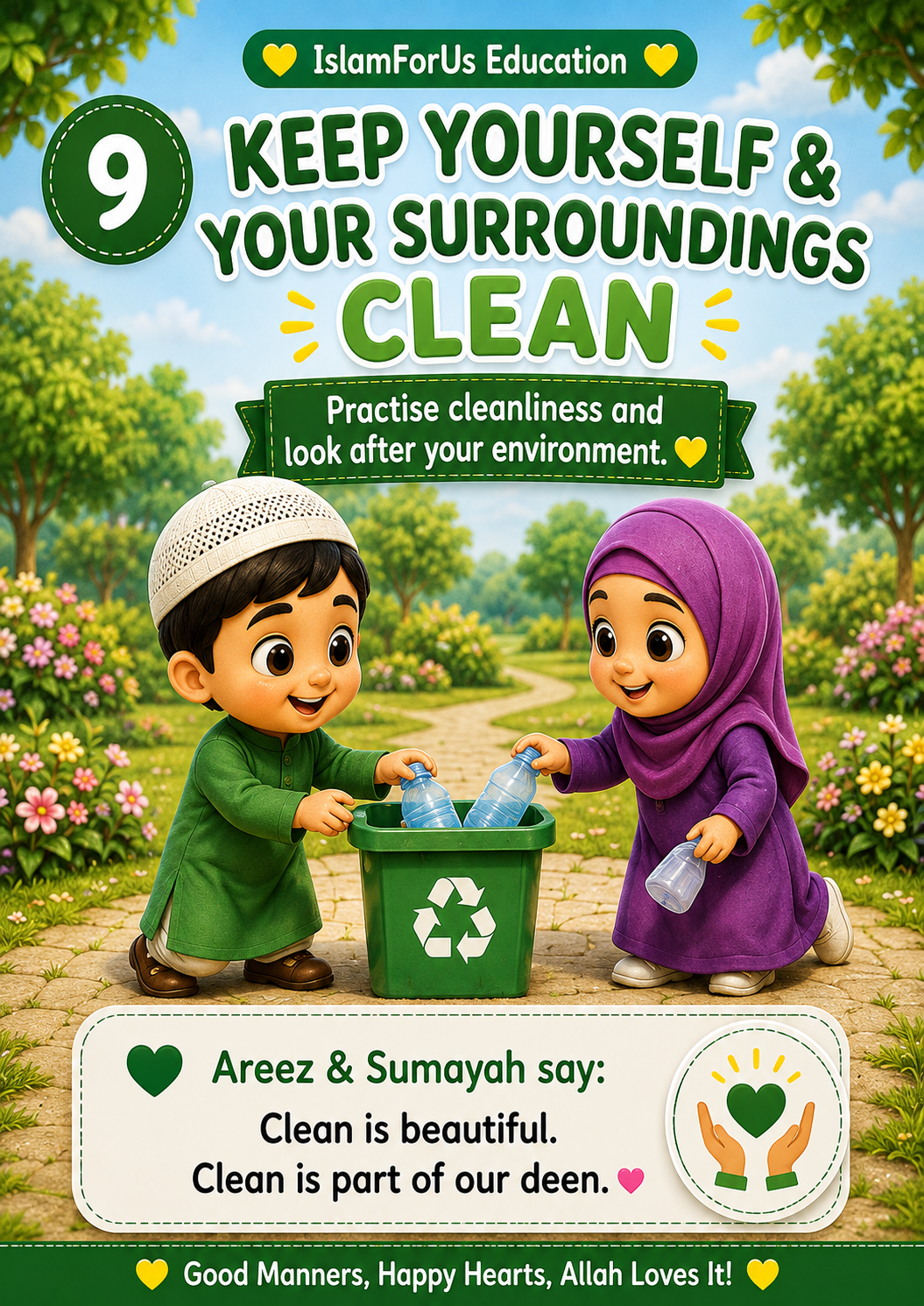 10 Islamic Manners for Kids – Learn with Areez & Sumayah 🌙✨
